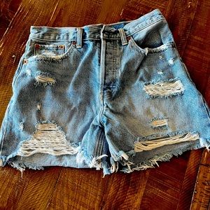 Abercrombie medium wash denim shorts